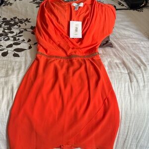 Badgley Mischka Orange Midi Dress